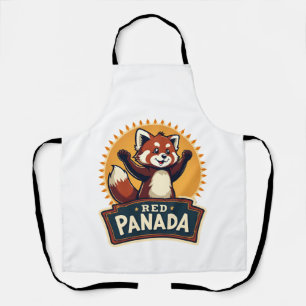 Delantal Dabbing Vintage Panda Rojo Animal Gráfico Retro 2