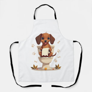 Delantal Dachshund antiguo lindo en el baño de dibujos anim