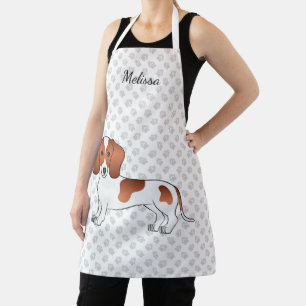 Delantal Dachshund Cartoon Perro de Pelo Liso Patas Rojas y