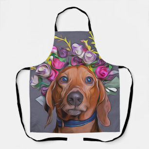 Delantal Dachshund Cerró Las Flores De Dachshund