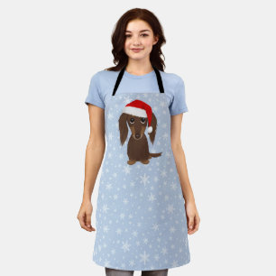 Delantal Dachshund Chocolate de Pelo Largo Santa Navidad