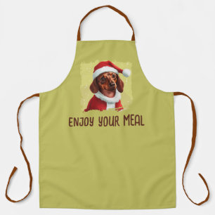 Delantal Dachshund Con El Equipo De Santa Claus - Navidades