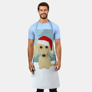Delantal Dachshund Cremoso de Pelo Largo Perro de Navidad N