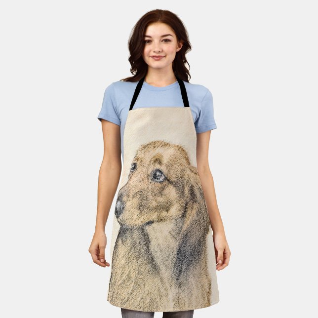 Delantal Dachshund (de cabello largo) Pintura original de a (Gastado)