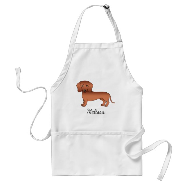 Delantal Dachshund de Pelaje Liso Rojo Perro de Dibujos Ani (Frente)