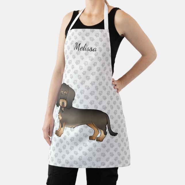 Delantal Dachshund de pelo áspero jabalí de dibujos animado (in situ)