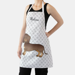 Delantal Dachshund de pelo corto chocolate y bronceado y no