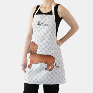 Delantal Dachshund de pelo liso rojo Perro de dibujos anima