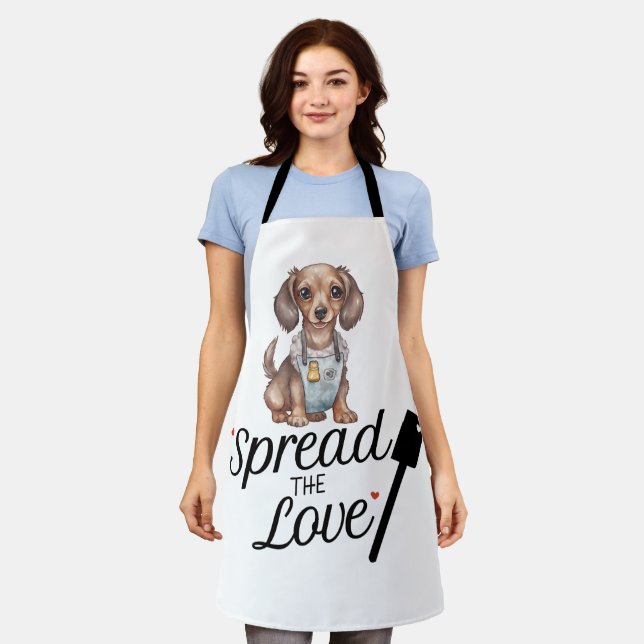 Delantal Dachshund Difundió El Amor (Gastado)