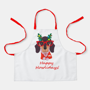 Delantal Dachshund divertido de Navidad festiva navideña li