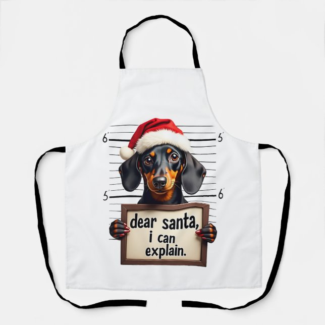 Delantal Dachshund Divertido Navidad Querido Santa Puedo Ex (Anverso)