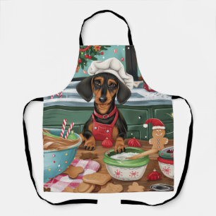 Delantal Dachshund Holiday Baking: Navidades festivos