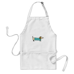 Delantal Dachshund lindo en azul de la menta