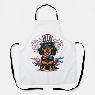 Delantal Dachshund Patriótico Fuegos Artificiales Arte Vect