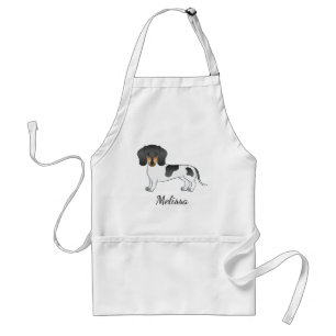 Delantal Dachshund Pelo Corto Piebald Negro y Canela & Nomb