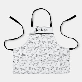 Delantal Dachshund Perro Negro Puppy Doodle Pattern Niños