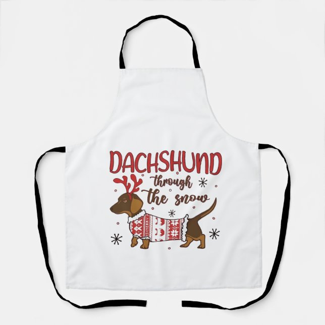 Delantal Dachshund Through The Snow Christmas Dog Lover (Anverso)