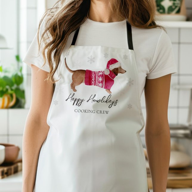 Delantal Dachshund Wiener Dog Winter Holiday (Subido por el creador)