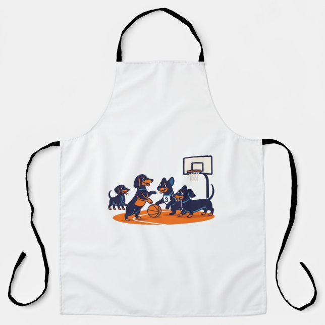 Delantal Dachshunds playing Basket Ball (Anverso)