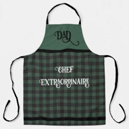 Delantal DAD Chef Extraordinaire Green Buffalo Plaid