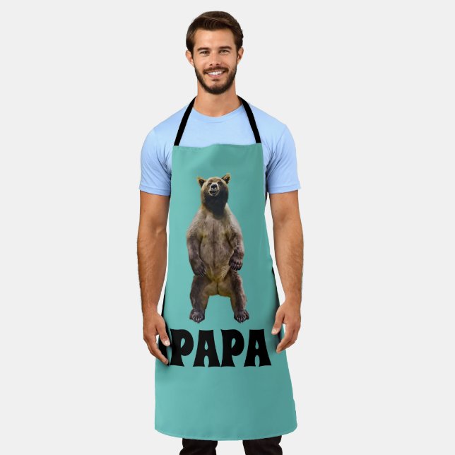 DELANTAL DAD GRIZZLY BEAR PAPA FUNNY GRILLOUT APRON (Gastado)