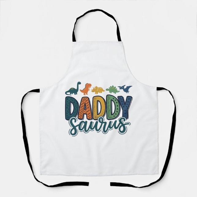 Delantal Daddy Saurus Diseño de vector de papá dinosaurio l (Anverso)