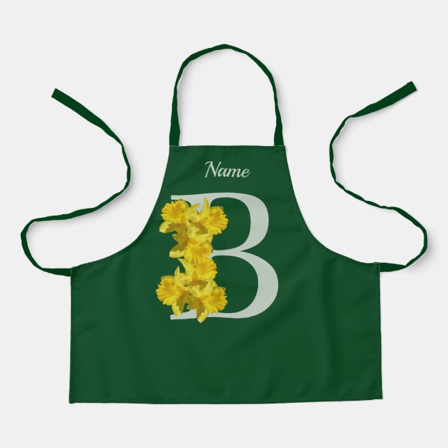 Delantal Daffodil Monograma Inicial B Su Nombre (Anverso)