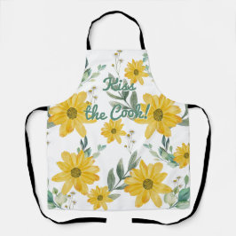 Delantal Daisies "Besa al Coco", ¡TEXTO PERSONALIZABLE!
