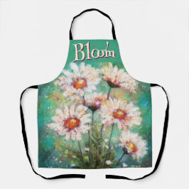 Delantal Daisies Floral Impresionista Teal Personalizado