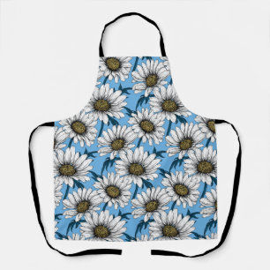 Delantal Daisies, flores silvestres en azul