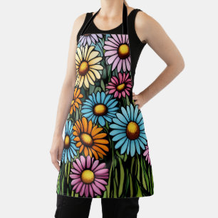 Delantal Daisies vibrantes bohemias - Aspecto de vidrio man