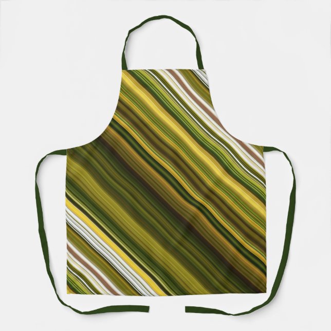 Delantal Daisies y Goldenrod Green y Yellow Stripe (Anverso)
