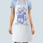 Delantal Dala Horse Indigo azul y blanco diseño sueco<br><div class="desc">Un diseño sueco de Caballo de Dala en azul índigo fresco para los amantes de la tradición escandinava.</div>