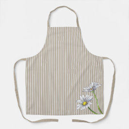 Delantal Dalia Floral Acuarela de Rayas Beige