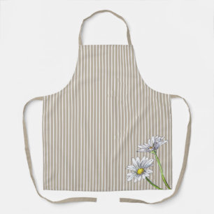 Delantal Dalia Floral Acuarela de Rayas Beige