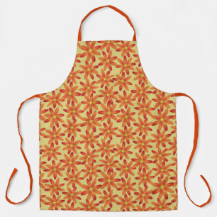 Delantal Dalia floral retro en amarillo cálido grande
