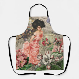 Delantal Dama de café mujer victoriana rosa vestido rico
