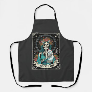 Delantal Dama de Gatos Esqueleto Tarot Floral Gótico