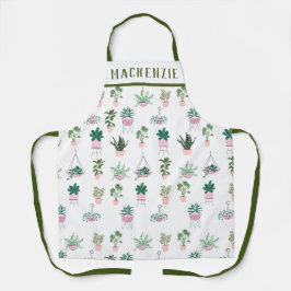 Delantal Dama rosa de plantas de boho personalizadas