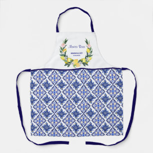 Delantal Damas de Honor Limones Azulejos Italianos Azul Reg