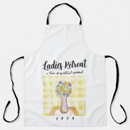 Delantal Damas Retreat diseño con flores en una mesa