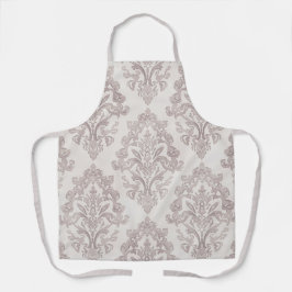 Delantal Damasco Floral Clásico Acuarela Beige Suave