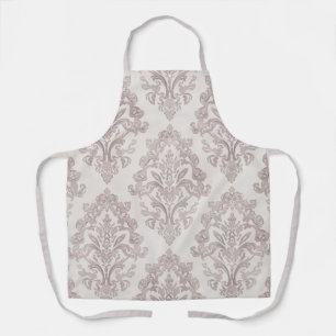 Delantal Damasco Floral Clásico Acuarela Beige Suave