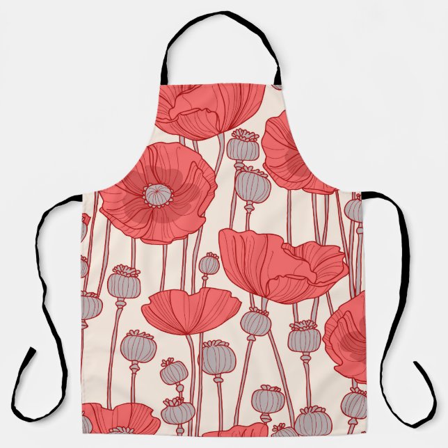 Delantal Danza de campo de amapola: Rapsodia floral sin mar (Anverso)