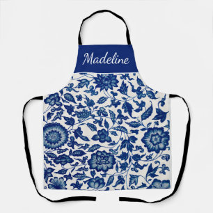 Delantal de acuarela de flores silvestres azules y