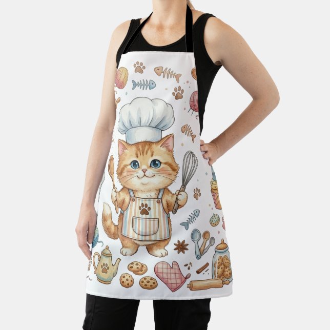 Delantal de Acuarela de Gato Chef Adorable – Gatit (in situ)