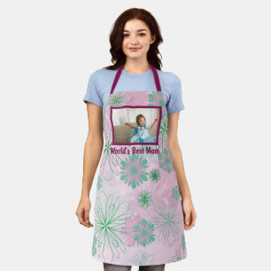 Delantal de adulto con foto floral de la mejor mam