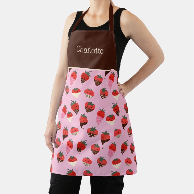 Delantal de amor de fresas cubiertas de chocolate (in situ)