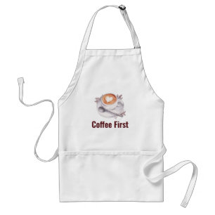 Delantal de Arte de Latte con Acuarela de Café Pri