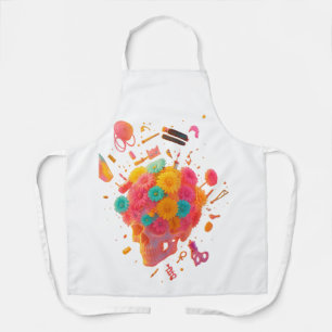Delantal de artista de cráneo colorido – Cráneo fl